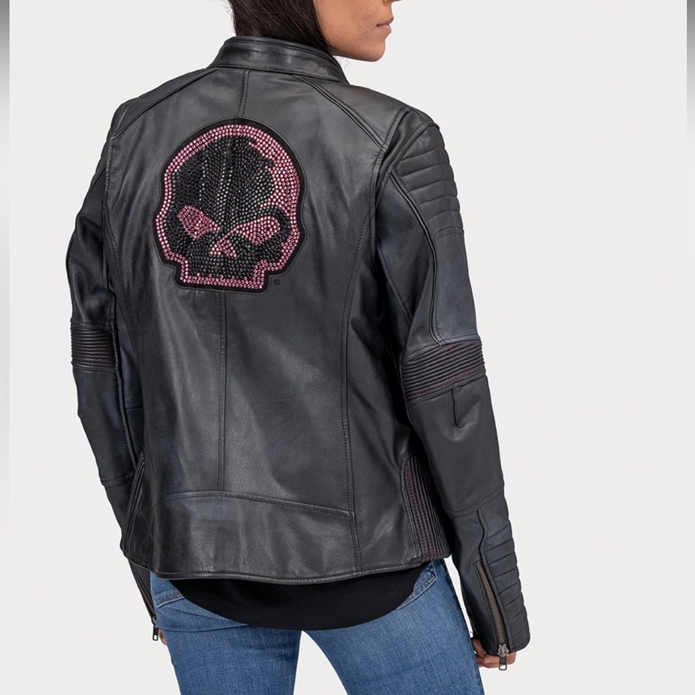 Harley-Davidson Willie G Leather Jacket with Pink Rhinestones - NWT!